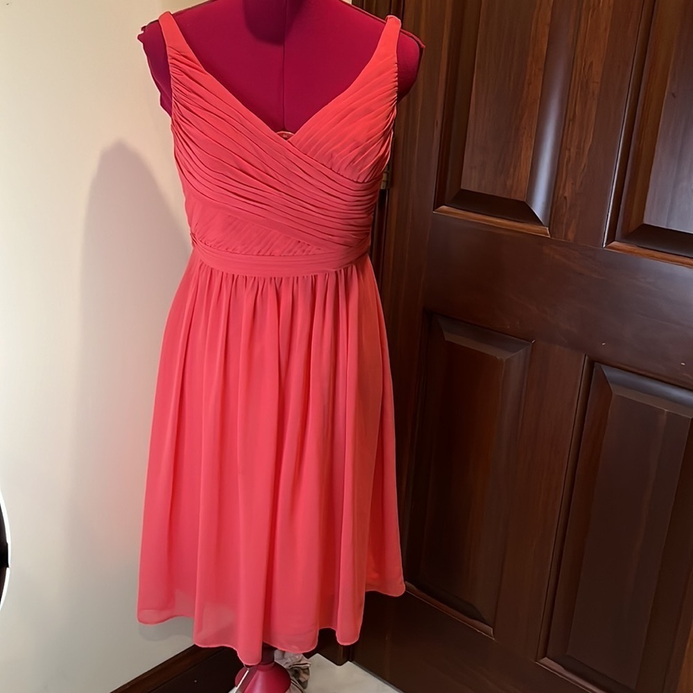 David’s bridal    Dress Peach colored    pleated bodice   Worn once  Size 4 EUC
